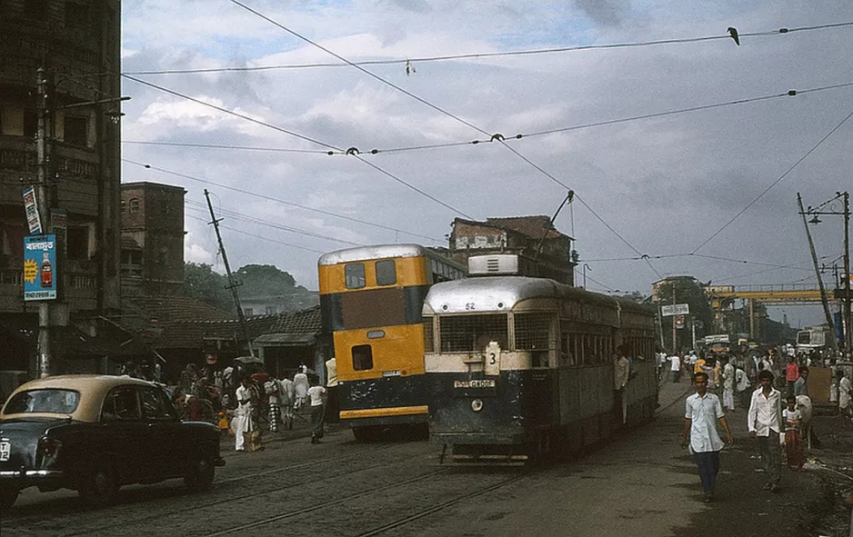 Kolkata Straßenbahnlinie 3 am Belgatchia (1980)