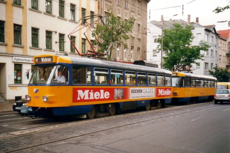Leipzig Zusätzliche Linie 11E mit Triebwagen 2155 auf Georg-Schumann Straße (2001)