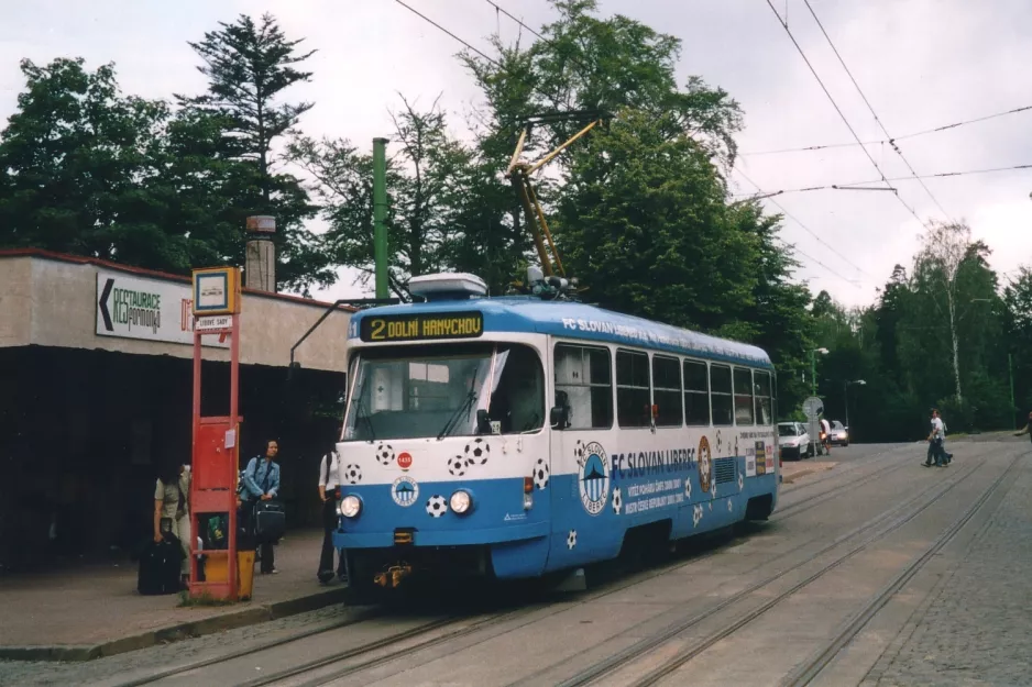 Liberec Zusätzliche Linie 2 mit Triebwagen 41 am Lidové sady (2004)