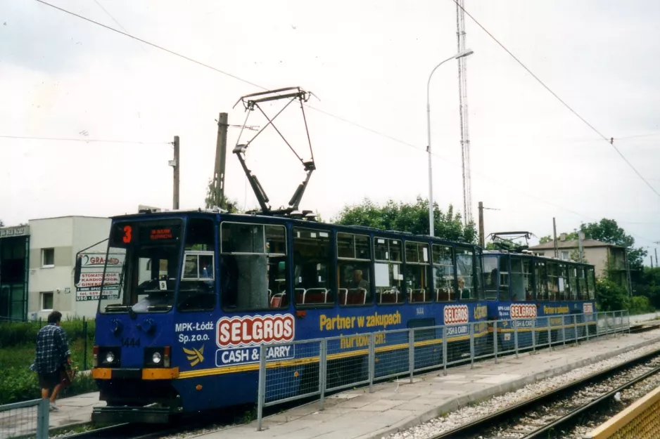 Łódź Straßenbahnlinie 3 mit Triebwagen 1444 am Marysin Warszawska Wyciczkowa (2004)