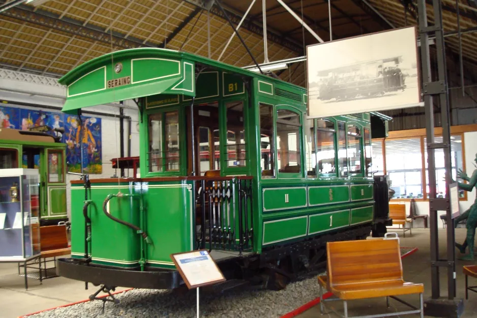 Lüttich Triebwagen 1 im Musée des Transports en Commun (2010)