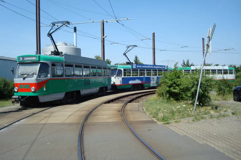Magdeburg Straßenbahnlinie 1 mit Triebwagen 1234 am IKEA Lerchenwuhne (2008)