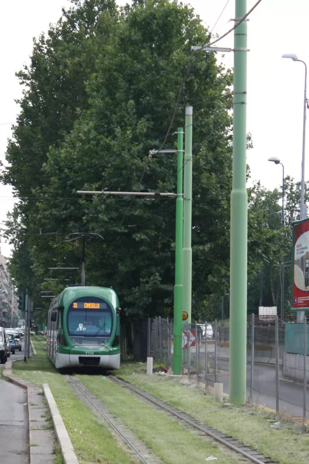 Mailand Straßenbahnlinie 31 mit Niederflurgelenkwagen 7116 auf Viale Fulvio Testi (2009)
