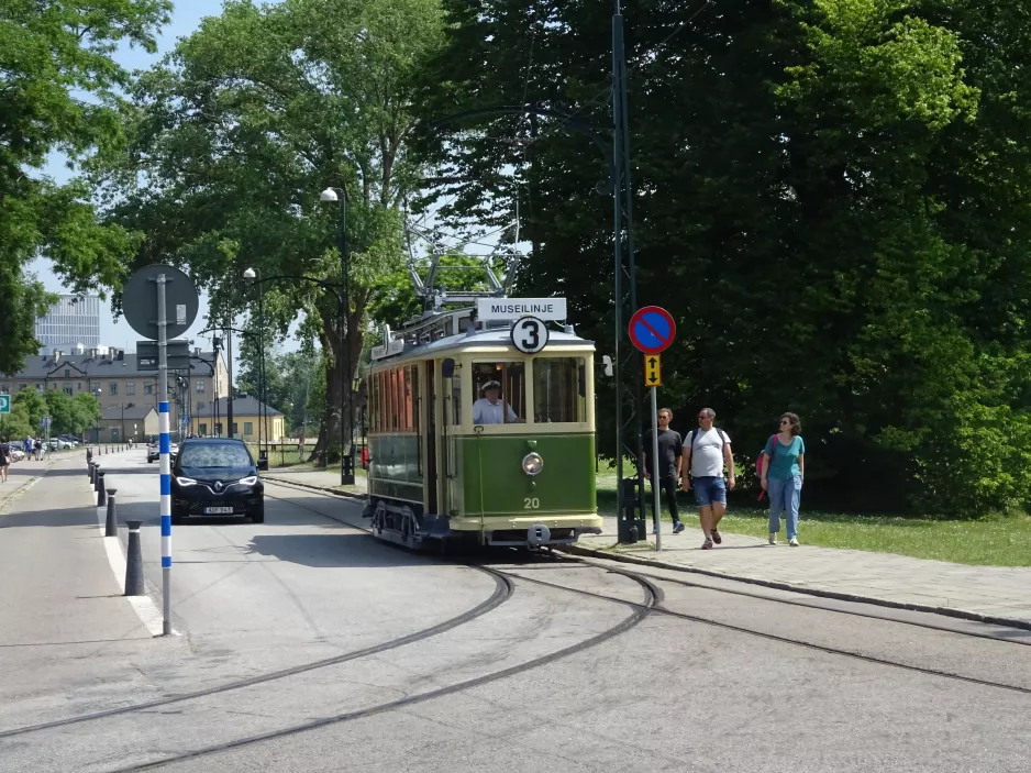 Malmö Museispårvägen mit Museumswagen 20 nahe bei Banérskajen Malmöhusvägen/Banérskajen (2022)