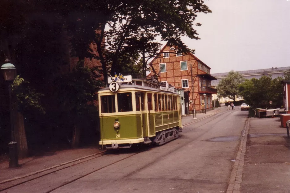 Malmö Museispårvägen mit Triebwagen 20 auf Banérskajen (1990)