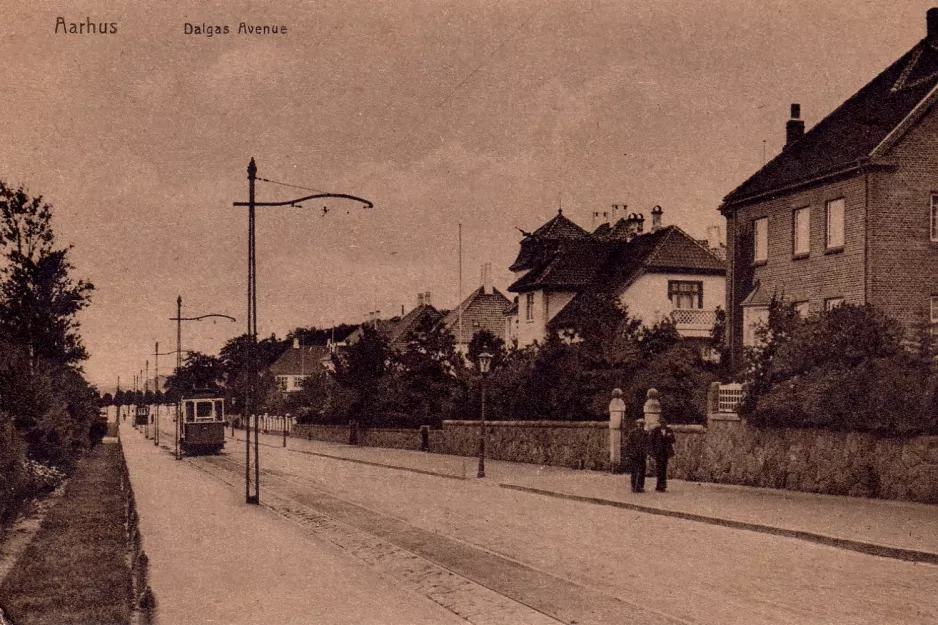 Postkarte: Aarhus Straßenbahnlinie 1 auf Dalgas Avenue (1905)
