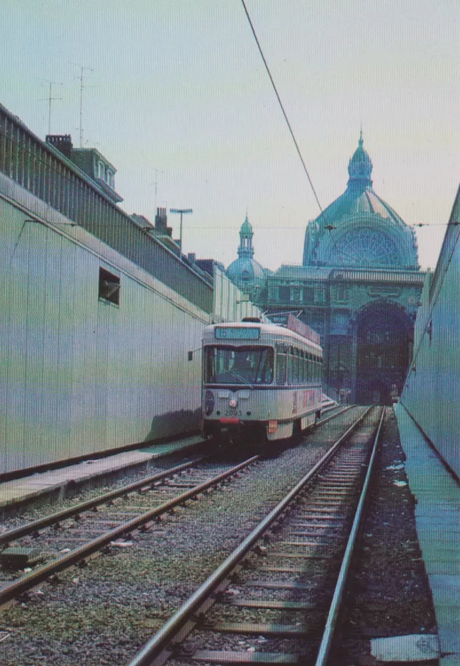 Postkarte: Antwerpen Straßenbahnlinie 15 mit Triebwagen 2093 nahe bei De Keyzerlei/De Keyseriei (1976)