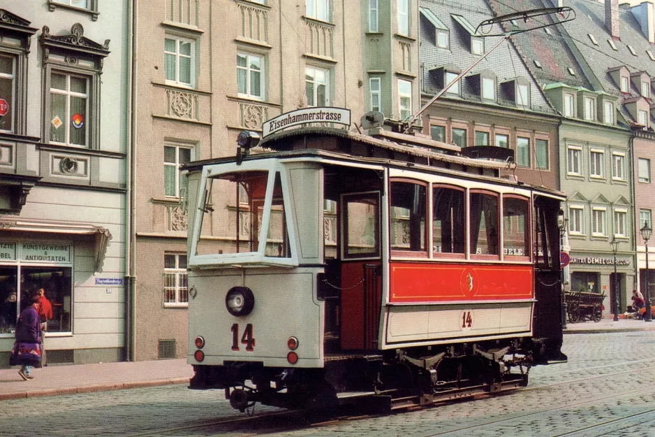 Postkarte: Augsburg Museumswagen 14nah Moritzplatz (1981)