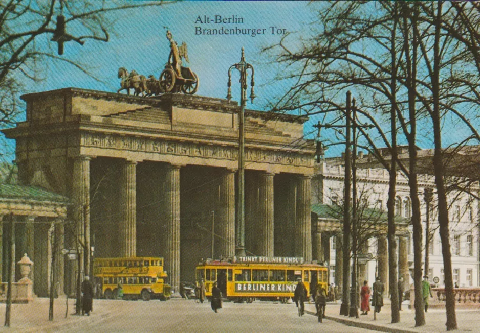 Postkarte: Berlin Straßenbahnlinie 24 vor Brandenburger Tor (1929)