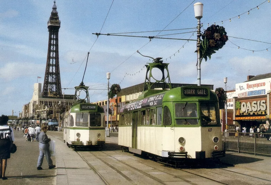 Postkarte: Blackpool Straßenbahnlinie T1  am North Pier (1989)