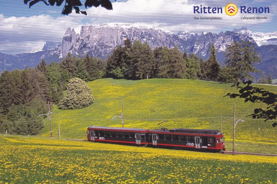 Postkarte: Bozen Regionallinie 160 mit Triebwagen 21 nahe bei Sonnenplateau/L'altipiano del sole (2012)