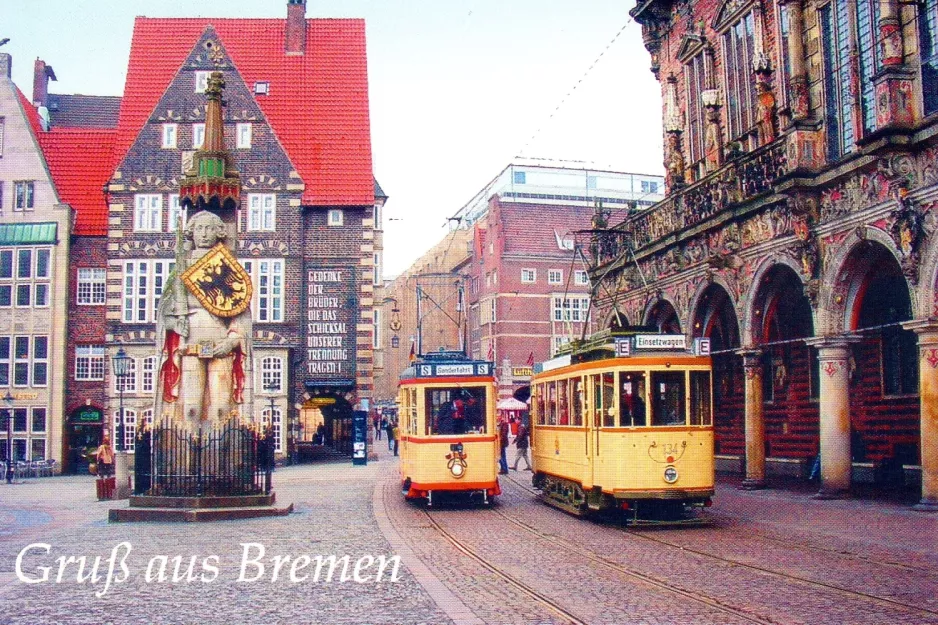 Postkarte: Bremen Triebwagen 701 auf Am Markt (1990)