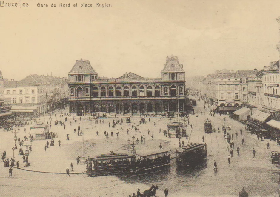 Postkarte: Brüssel auf Place Rogier/Rogierplein (1900)