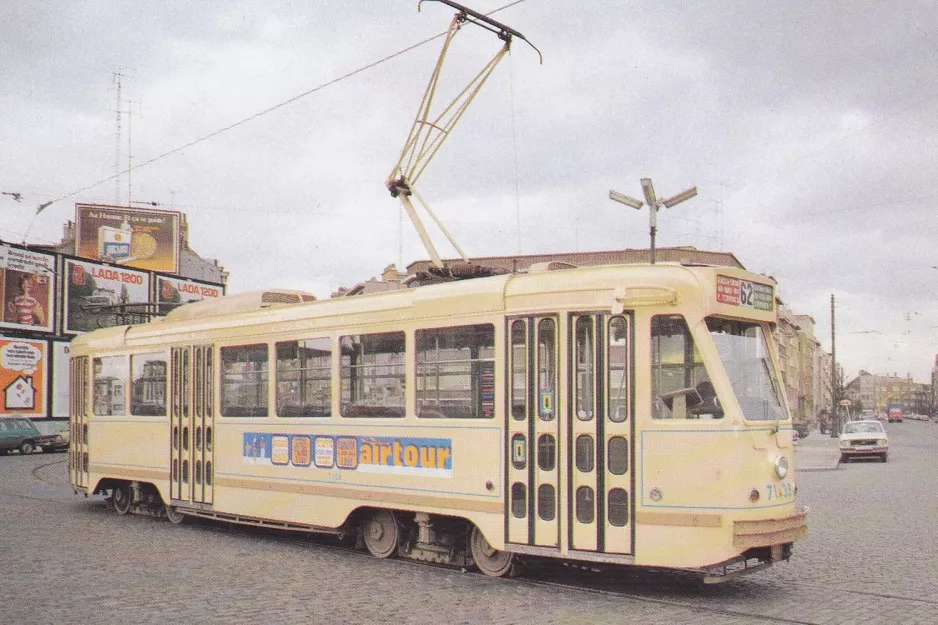 Postkarte: Brüssel Straßenbahnlinie 62 mit Triebwagen 7139 nahe bei Bockstael (1970)