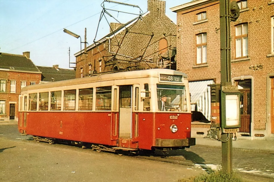 Postkarte: Brüssel Straßenbahnlinie 68 mit Triebwagen 10392 am Motrice Braine-le-Comte (1962)