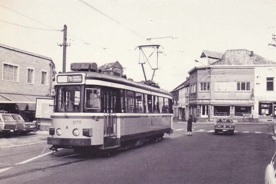Postkarte: Brüssel Straßenbahnlinie 78 mit Triebwagen 9175 am Souvret-Forrières (1981)