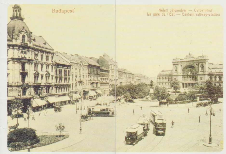 Postkarte: Budapest nahe bei Keleti Pályaudvar (1900)