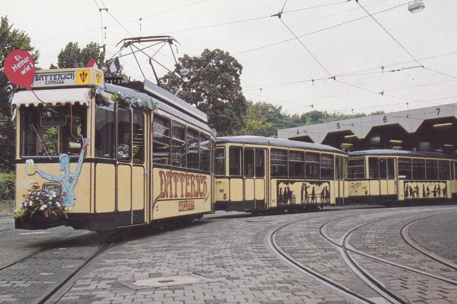 Postkarte: Darmstadt Museumswagen 17 vor dem Depot Böllenfalltor (1987)