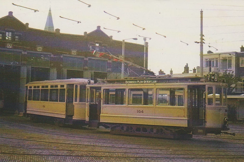 Postkarte: Den Haag Triebwagen 164 am Depot Lijsterbesstraat (1975)