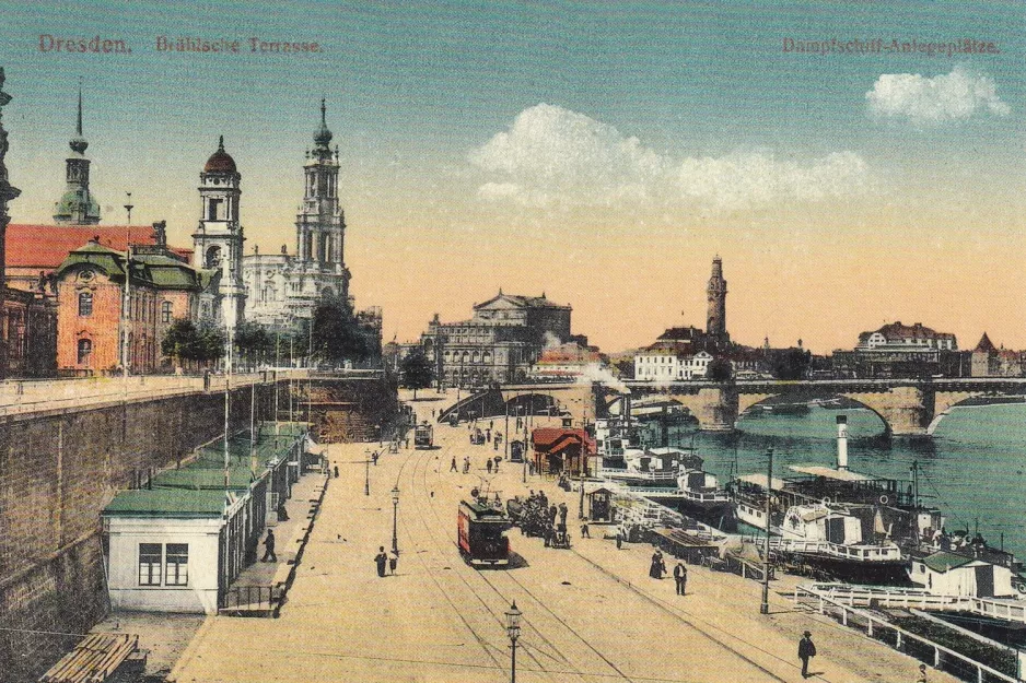 Postkarte: Dresden auf Brühlsche Terrasse (1914)