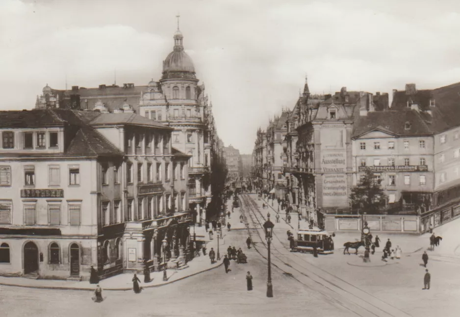 Postkarte: Dresden auf König-Johann-Straße (1908)