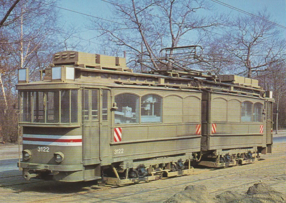 Postkarte: Dresden Schleifwagen 3122 draußen Depot (1950-1955)