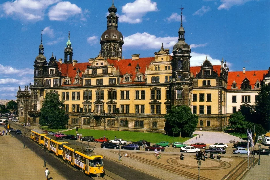 Postkarte: Dresden Straßenbahnlinie 4 nah Theaterplatz (1990)