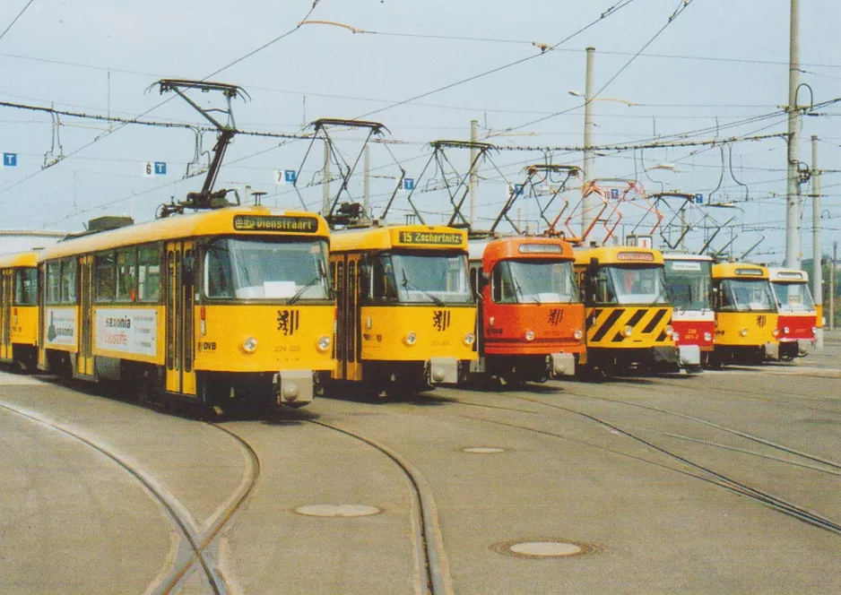 Postkarte: Dresden Triebwagen 224 228-5 am Betriebshof Trachenberge (2003)