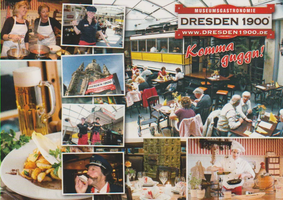 Postkarte: Dresden Triebwagen 296 im Museumsgastronomie Dresden 1900 (2007)