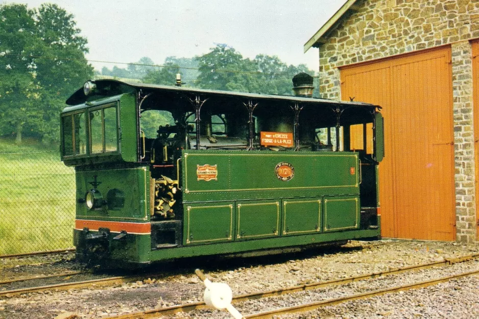 Postkarte: Erezée Dampftriebwagen 1076 vor Tramway Touristique de l'Aisne (1970)