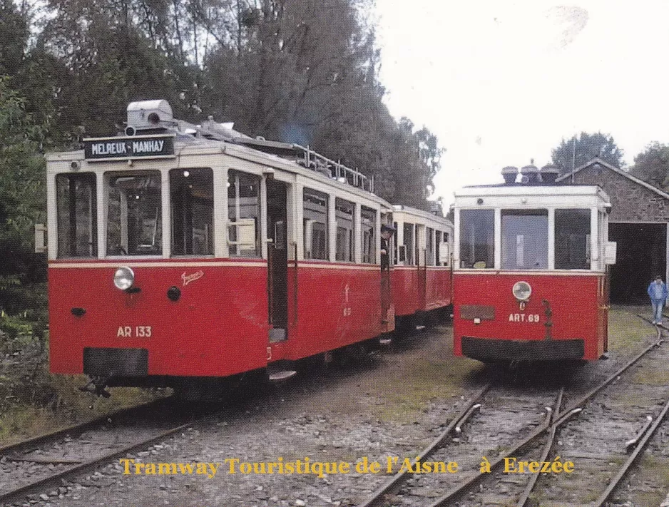 Postkarte: Erezée mit Triebwagen AR 133 "Francais" vor Tramway Touristique de l'Aisne (2010)