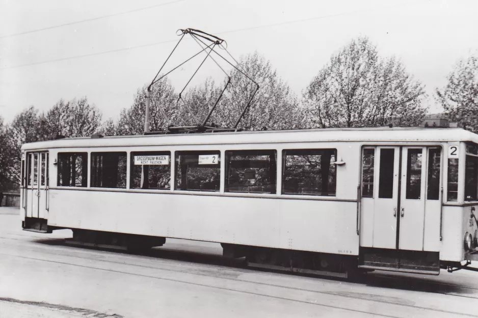 Postkarte: Essen Triebwagen 504 am Betriebshof Stadtmitte (1950)