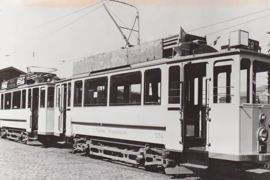 Postkarte: Essen Triebwagen 554 am Depot Betriebshof Stadtmitte (1958)