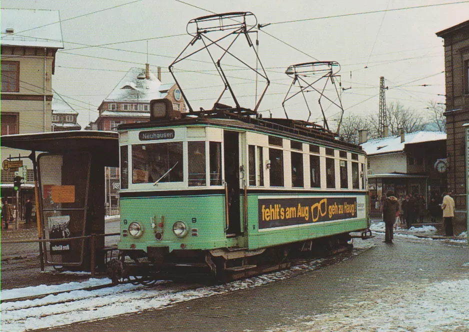 Postkarte: Esslingen am Neckar Straßenbahnlinie END mit Triebwagen 9 am Esslingen (1976)