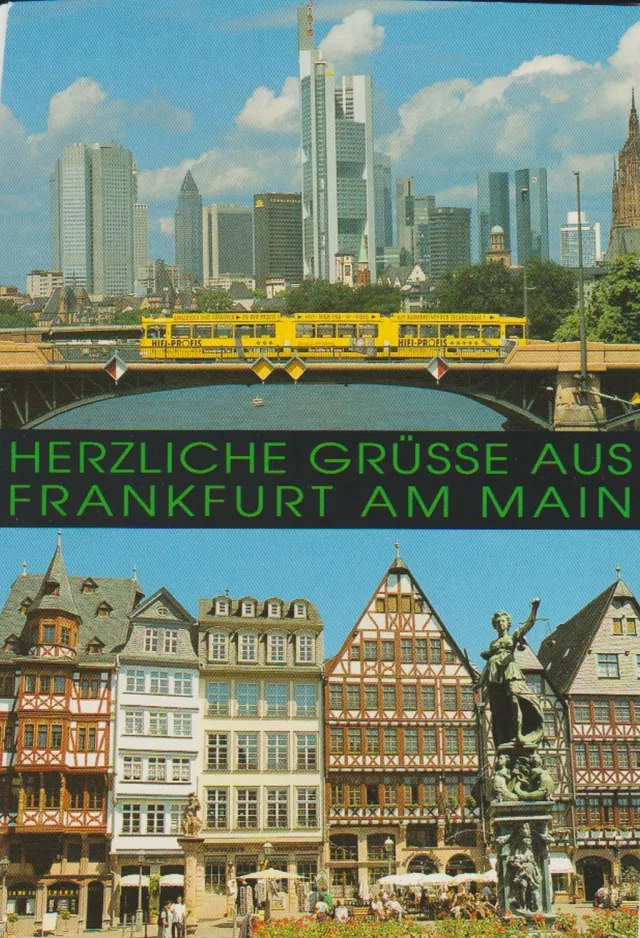 Postkarte: Frankfurt am Main auf Ignatz-Bubis-Brücke (1984)