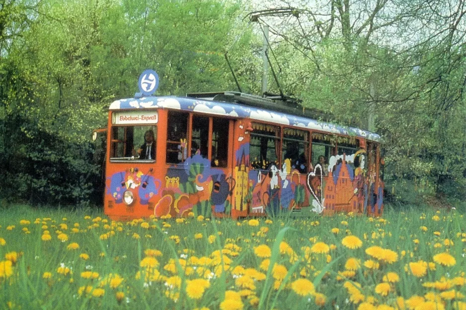 Postkarte: Frankfurt am Main Ebbelwei-Expreß mit Triebwagen 108 nahe bei Zoo (1980)