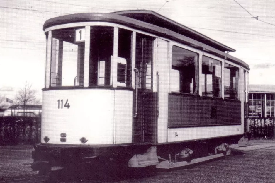 Postkarte: Freiburg im Breisgau Beiwagen 114 am Betriebshof Nord (1960)