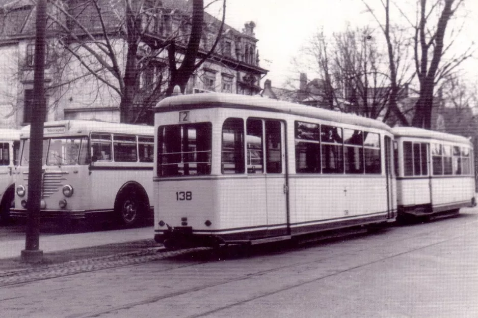 Postkarte: Freiburg im Breisgau Beiwagen 138 am Süd  Urachstraße (1952)