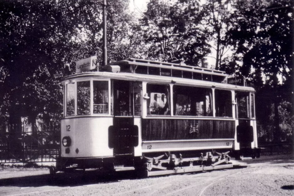 Postkarte: Freiburg im Breisgau Triebwagen 12 am Süd (1950)