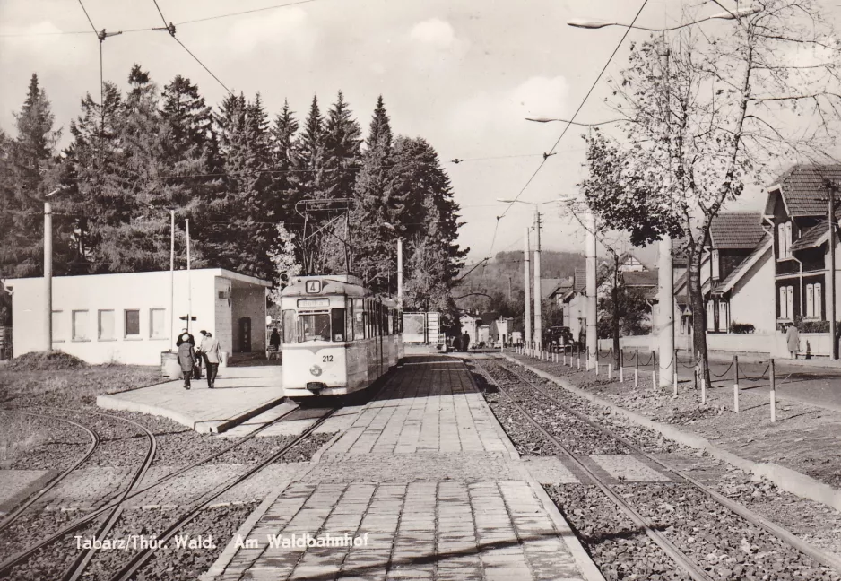 Postkarte: Gotha Regionallinie 4 Thüringerwaldbahn mit Gelenkwagen 212 am Tabarz (1969)