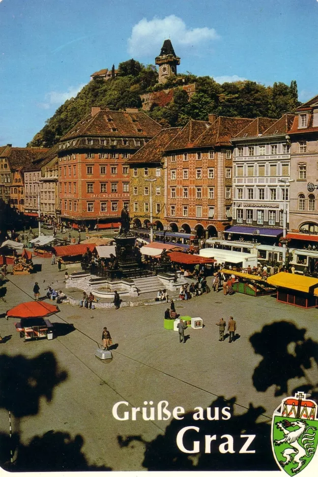 Postkarte: Graz auf Hauptplatz / Congress (1980)