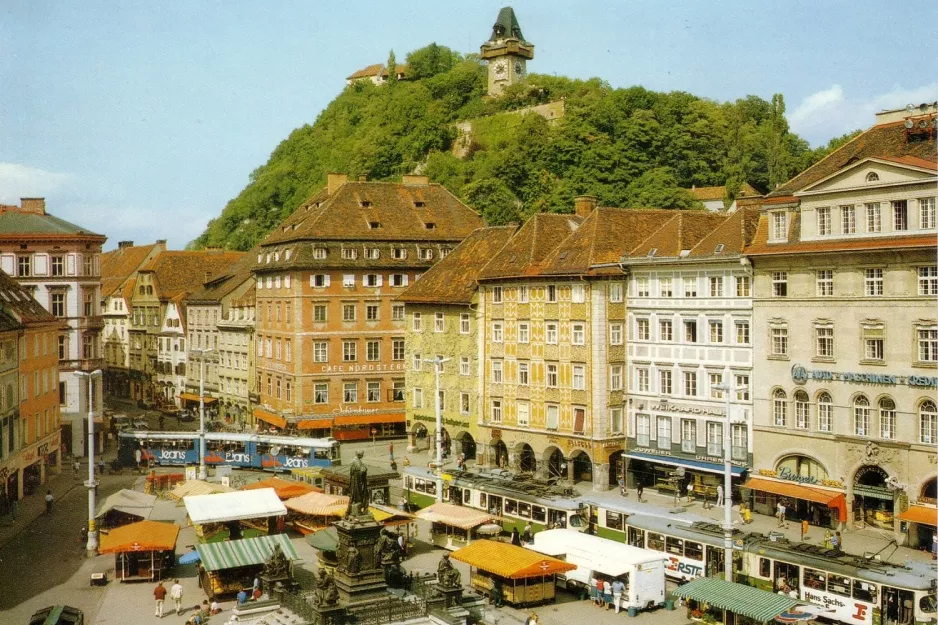 Postkarte: Graz auf Hauptplatz / Congress (1990)