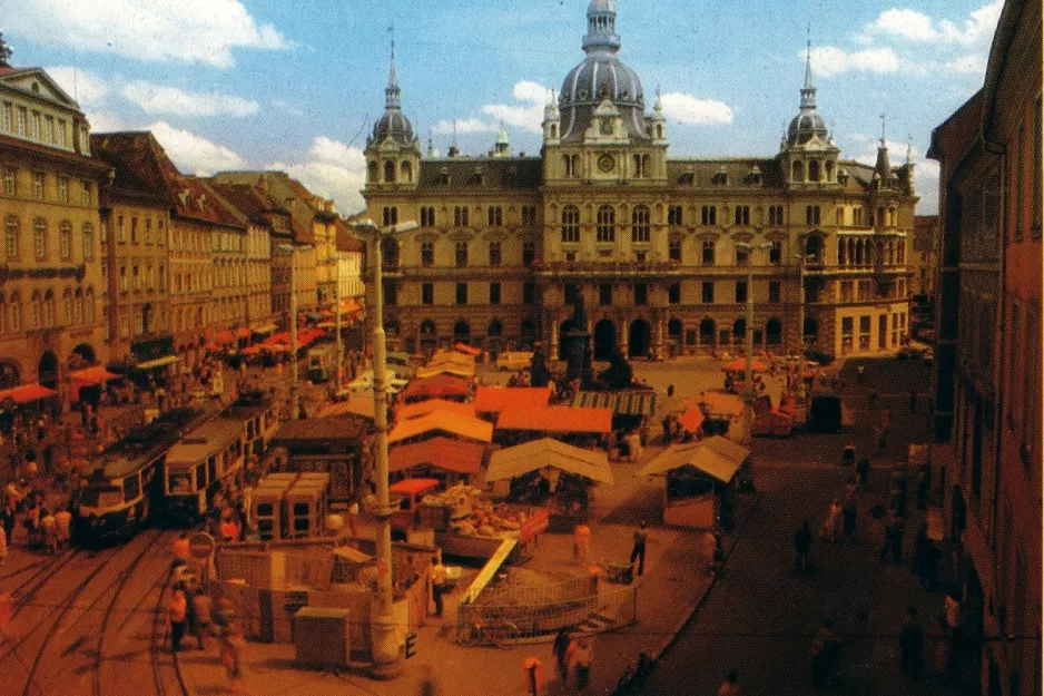 Postkarte: Graz auf Hauptplatz, Rathaus (1971)