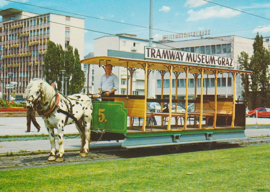 Postkarte: Graz Offen Pferdebahnwagen 5 auf Hauptbahnhof (Europaplatz) (2010)