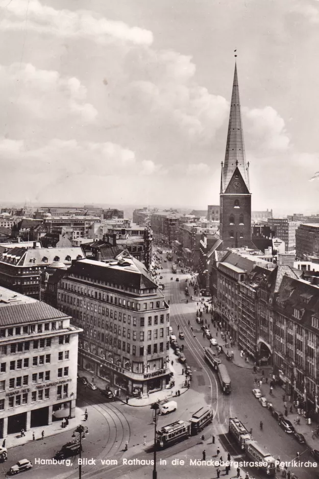 Postkarte: Hamburg auf Rathausmarkt (1955)