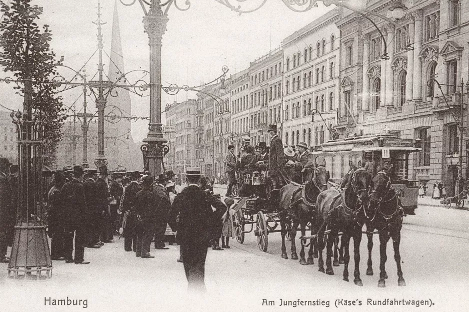 Postkarte: Hamburg Straßenbahnlinie 11 auf Am Jungfernstieg (1895)