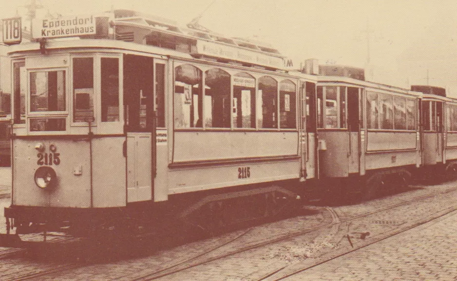 Postkarte: Hamburg Triebwagen 2115 am Depot Lokstedt (1901)