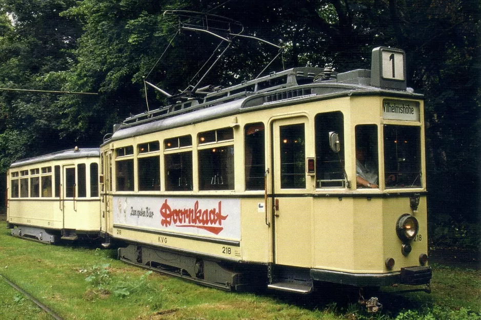 Postkarte: Hannover Hohenfelser Wald mit Triebwagen 218 draußen Straßenbahn-Museum (2003)