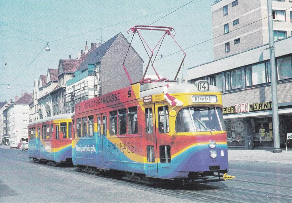 Postkarte: Hannover Straßenbahnlinie 14 mit Triebwagen 307 am Uhlhornstraße (1970)