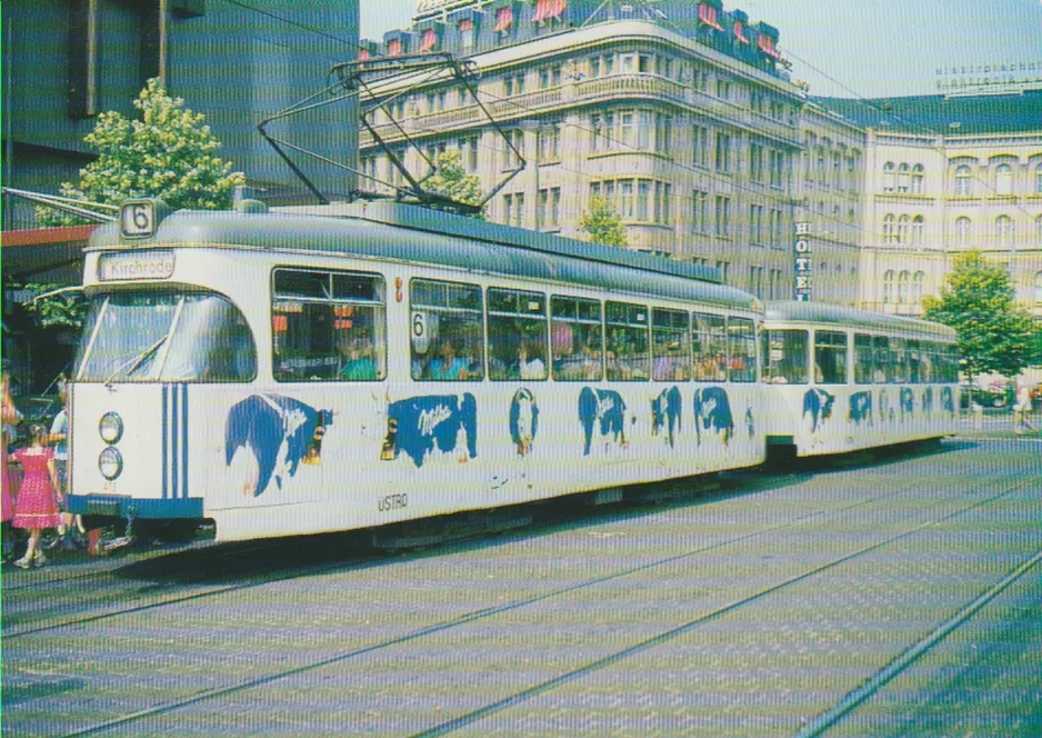 Postkarte: Hannover Straßenbahnlinie 6 mit Triebwagen 413 am Hauptbahnhof (1981)